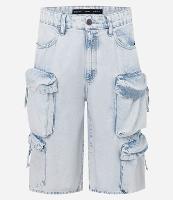 Bermuda Baggy em Jeans com Multi Bolsos - 1