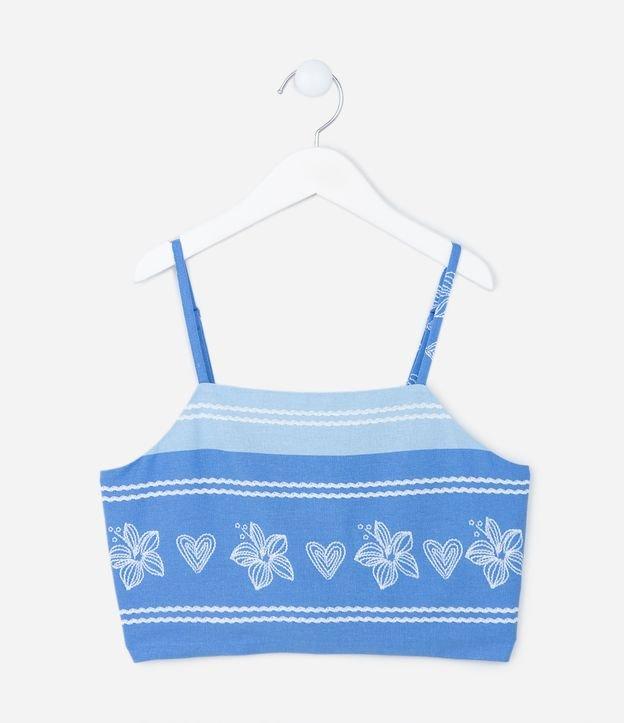 Blusa Cropped Infantil com Estampa Floral - Tam 5 a 14 Anos - 1
