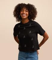 Camiseta em Algodão com Cerejas de Brilhos - 2