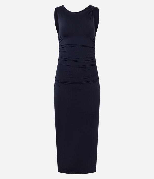 Vestido Reto Midi Sem Manga em Algodão com Torcido - 1