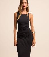 Vestido Reto Midi Sem Manga em Algodão com Torcido - 2