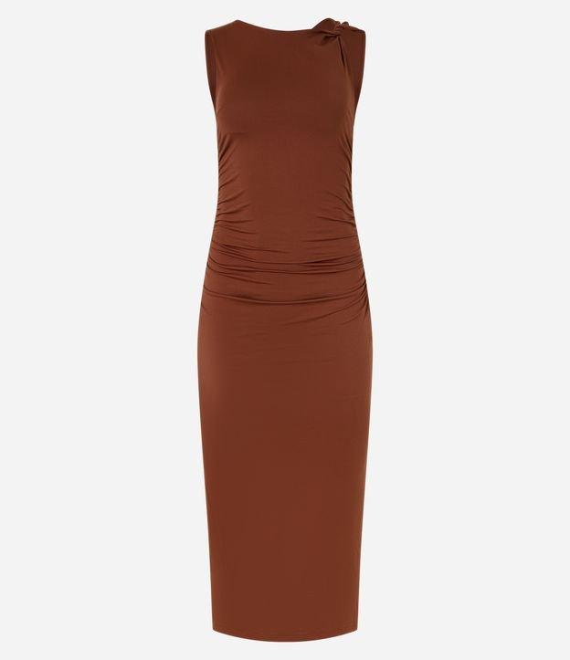 Vestido Reto Midi Sem Manga em Algodão com Torcido - 1