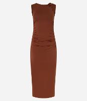 Vestido Reto Midi Sem Manga em Algodão com Torcido - 1