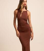 Vestido Reto Midi Sem Manga em Algodão com Torcido - 2