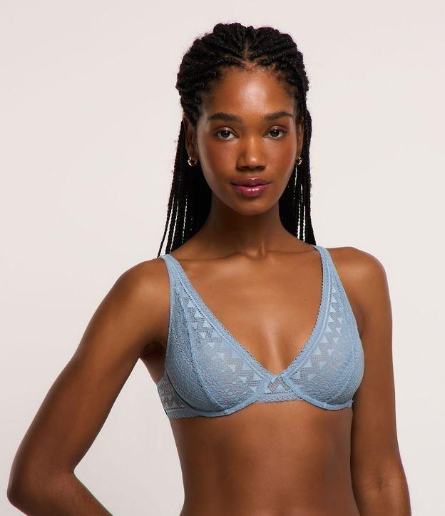 Sutiã em Renda Geométrica Sem Bojo com Aro - 1