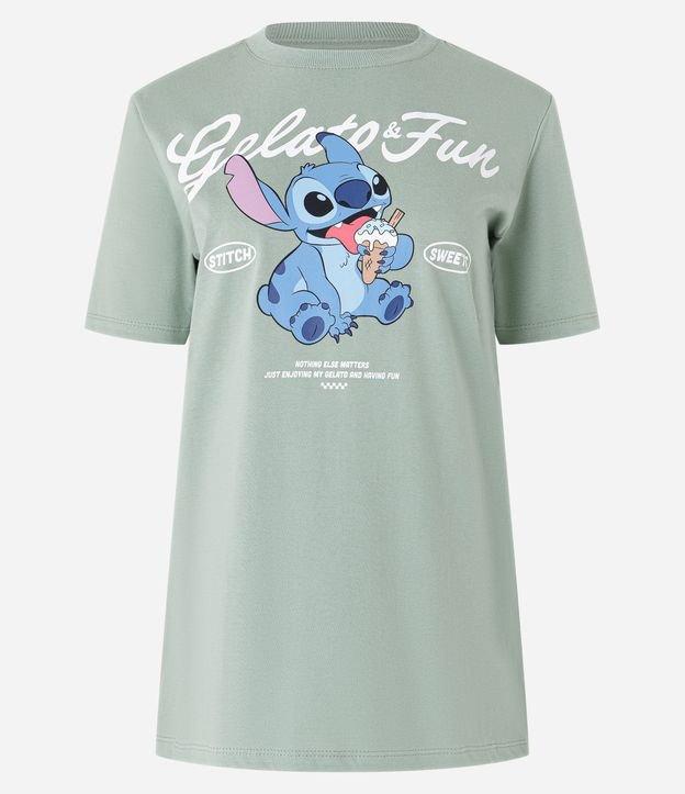 Camiseta Alongada em Algodão com Estampa Stitch - 1