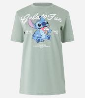 Camiseta Alongada em Algodão com Estampa Stitch - 1