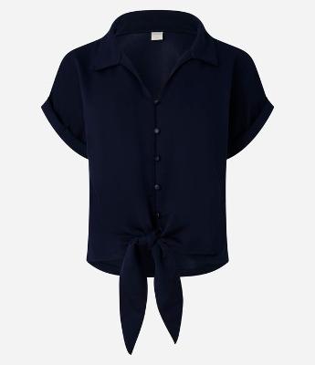 Camisa em Piquet com Amarração Laço na Barra