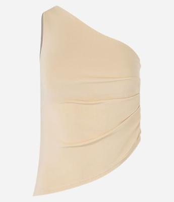 Blusa Ombro Só com Barra Assimétrica e Franzidos