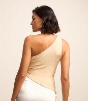 Blusa Ombro Só com Barra Assimétrica e Franzidos - 3