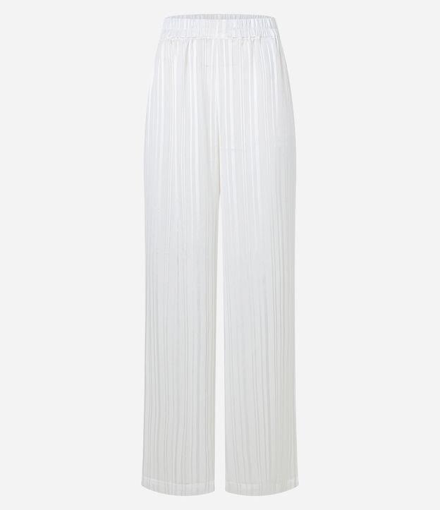 Calça Wide Leg Cintura Alta em Chiffon com Fio Metalizado - 1