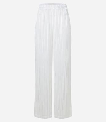 Calça Wide Leg Cintura Alta em Chiffon com Fio Metalizado