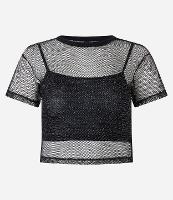 Blusa Cropped em Fio Metalizado com Top Interno - 1
