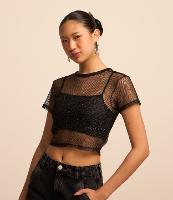 Blusa Cropped em Fio Metalizado com Top Interno - 2