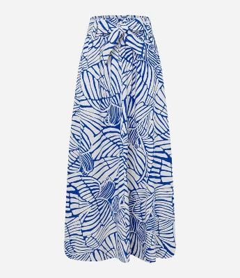 Saia Midi Evasê em Viscolinho com Faixa para Amarração