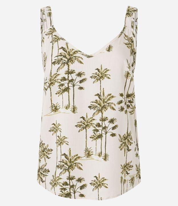 Blusa Sem Manga em Viscolinho com Coqueiros Estampados - 1