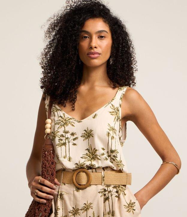 Blusa Sem Manga em Viscolinho com Coqueiros Estampados - 2