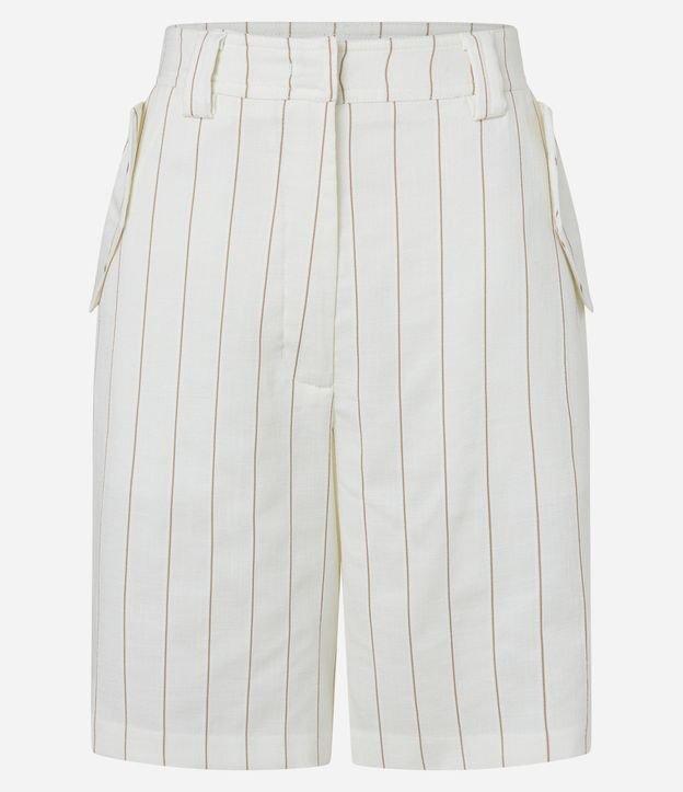 Bermuda Alfaiatada com Lapelas e Listras Riscas de Giz - 1