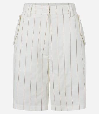 Bermuda Alfaiatada com Lapelas e Listras Riscas de Giz