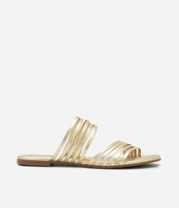 Sandália Rasteira em PU com Alças em Tiras - 1