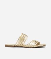 Sandália Rasteira em PU com Alças em Tiras - 1