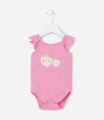 Body Infantil com Babadinhos e Estampa Limões - Tam 0 a 18 meses