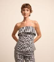 Blusa Tomara que Caia em Tricoline Xadrez - 1