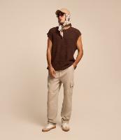 Calça Baggy em Sarja com Pespontos Contrastantes - 1