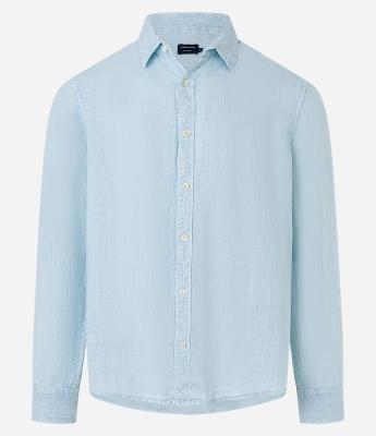 Camisa Comfort em Linho Puro e Gola com Lapela