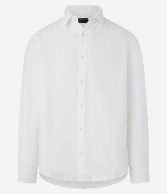 Camisa Comfort em Linho Puro e Gola com Lapela