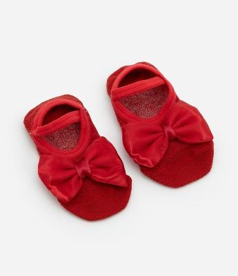 Meia Sapatilha Infantil com Antiderrapante e Laço - Tam 0 a 12 meses