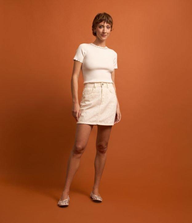 Saia Curta em Sarja com Brilhos e Corte a Laser - 1