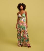 Vestido New Midi em Tule com Estampa Topical e Babados - 2