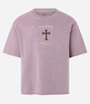 Camiseta Boxy em Moletinho com Estampa de Cruz