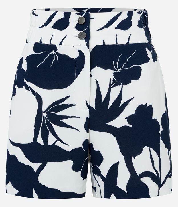 Short Reto Alfaiatado Cintura Alta com Flores Estampadas - 1