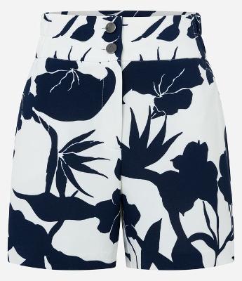 Short Reto Alfaiatado Cintura Alta com Flores Estampadas