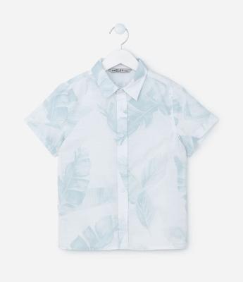 Camisa Infantil com Estampa Folhagens - Tam 5 a 14 Anos