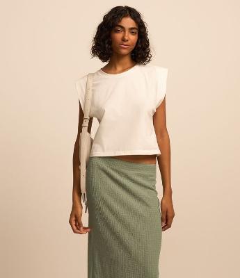 Saia Midi Texturizada com Fenda