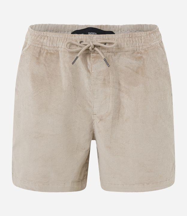 Bermuda em Veludo Cotelê com Cós Elástico e Cordão - 1