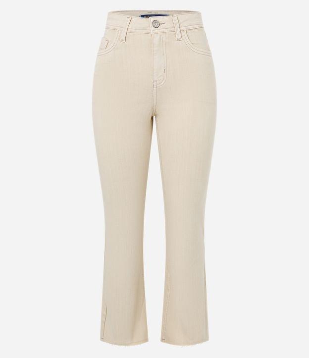 Calça Flare Cropped em Sarja com Barra Desfiada - 1
