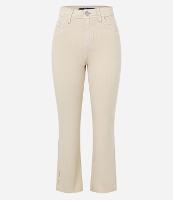 Calça Flare Cropped em Sarja com Barra Desfiada - 1