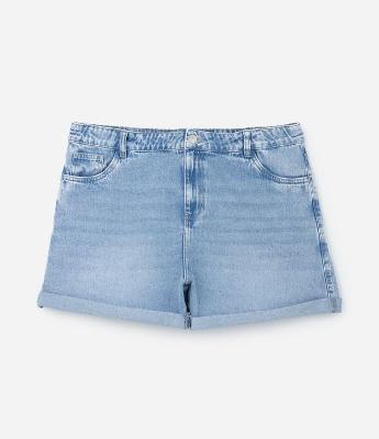 Short Mom Jeans com Barra Dobrada Curve & Plus Size