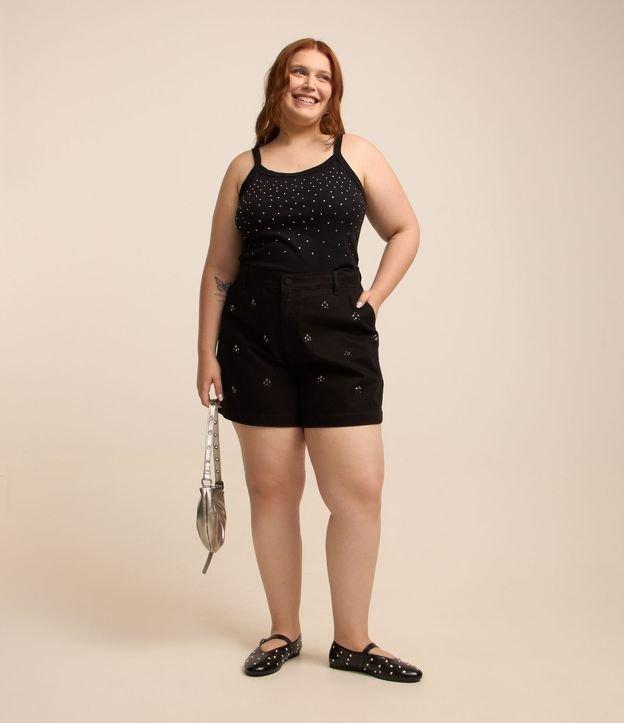 Short Mom em Sarja com Cristais Curve & Plus Size - 1