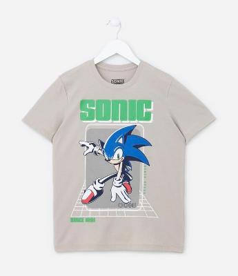 Camiseta Infantil com Estampa do Sonic - Tam 4 a 12 Anos