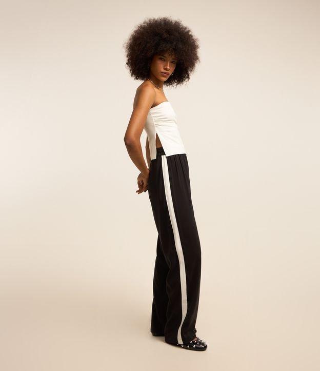 Calça Reta em Alfaiataria com Cós Elástico e Listra Lateral - 2