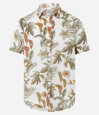 Camisa Comfort em Voil com Estampa de Folhagem