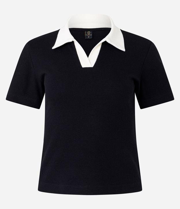 Camiseta Polo em Ribana com Gola Contrastante - 1