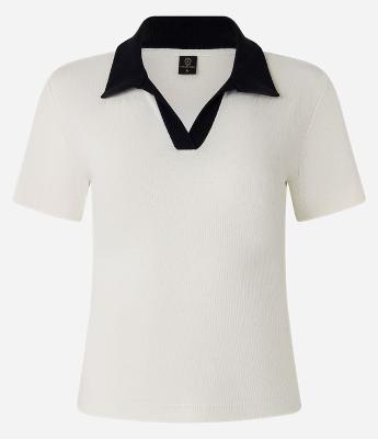 Camiseta Polo em Ribana com Gola Contrastante