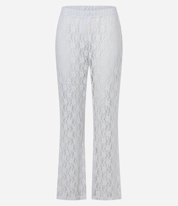 Calça Bailarina em Renda Texturizada e Cós Elástico - 1