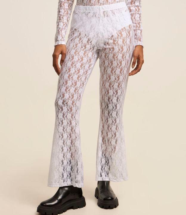 Calça Bailarina em Renda Texturizada e Cós Elástico - 2